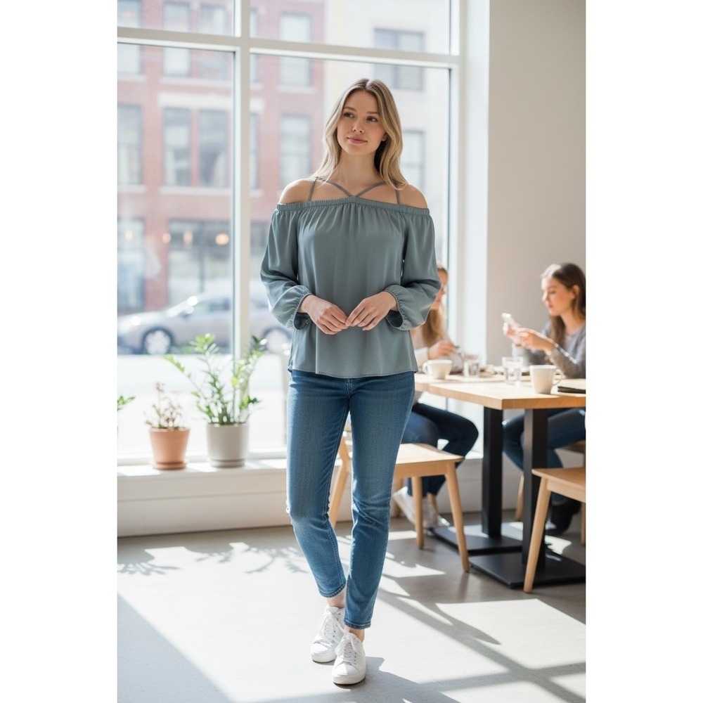 Gianni Bini Light Blue Off-Shoulder Blouse